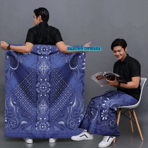 Kois Batik - Sarung Batij Pria Dewasa Baru Anti Luntur Motif blaver biru