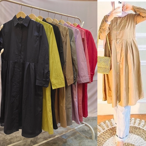 Amha Collection - TUNIK KEMEJA KATUN POLOS WANITA DEWASA