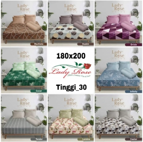 Dylan 19 [TA] - Dylan 19 - Sprei Lady Rose Prime King 180x200 Tinggi 30