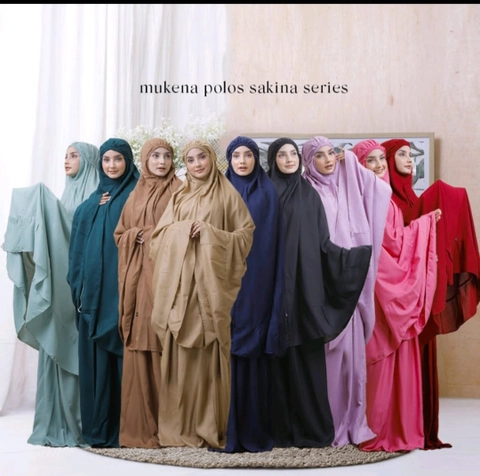 Nadira [TA] - MUKENA RAYON POLOS SAKINA SERIES FREE TASBIH KAYU