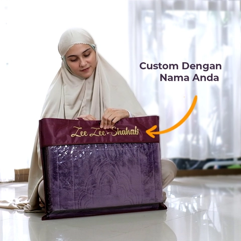 Sajadah Sandar Multifungsi Untuk Sandar / Sender / Duduk / Lipat - All Asyraf Custom Nama