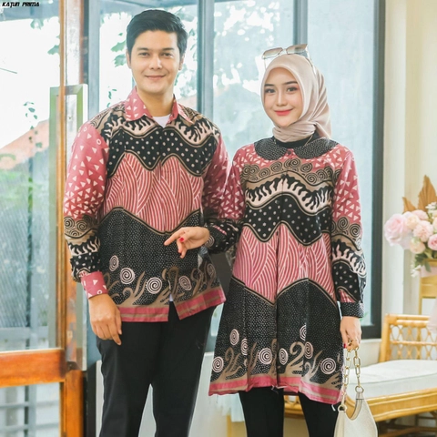 Kois Batik - Baju Atasan Batik Wanita Dan Pria Modern Tunik Kemeja Motif saras pink