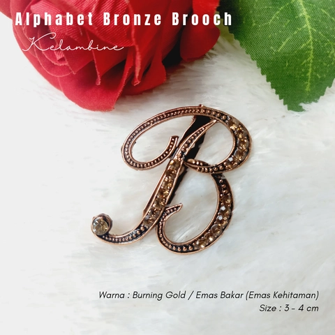 Kelambine - Alphabet Bronze Brooch Bros Alphabet warna Emas Bakar Premium