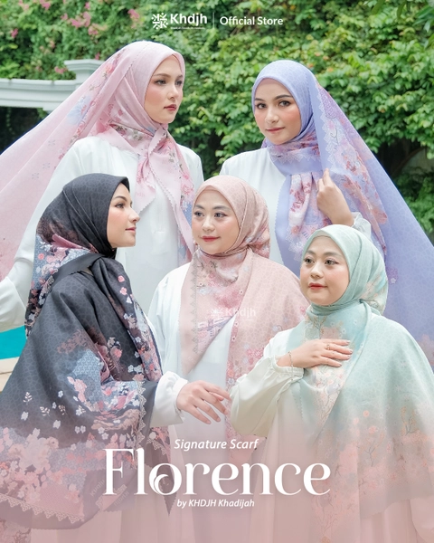 KhadijahLabel - Hijab Segi Empat Printing Hijab Voal Scarf Premium Hijab Terbaru Motif Florence