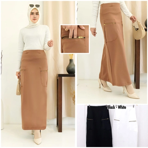 Syahrinda [TA] - Rok Span Cargo Scuba Skirt Stretch Zarav Jumbo STANDAR BIGSIZE