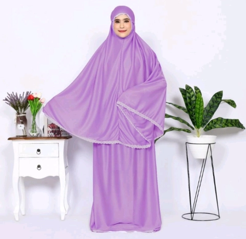 Bursanekashop - mukena polos premium madina mukena renda dress