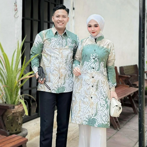 Kois Batik - Atasan Batik Pria Dan Wanita Tunik Dan Kemeja Bisa Dipisah Motif vanila sage