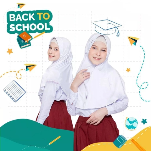 Acla Daily - Jilbab Zania Bergo Instant Tali Serut Anak Sekolah Pad Antem