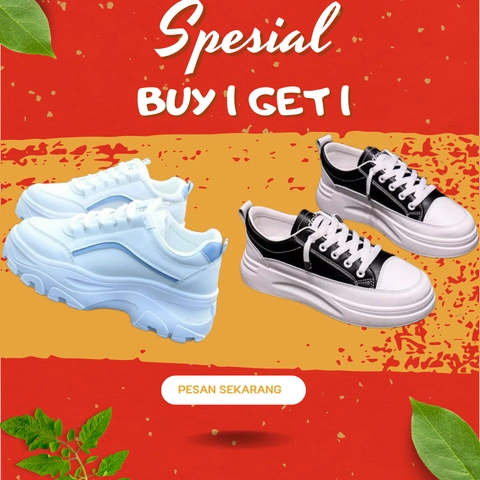 Koekita - Paket Kombinasi Buy 1 Get 1 Sepatu Kets Sneakers Wanita JN-001 & LV-001