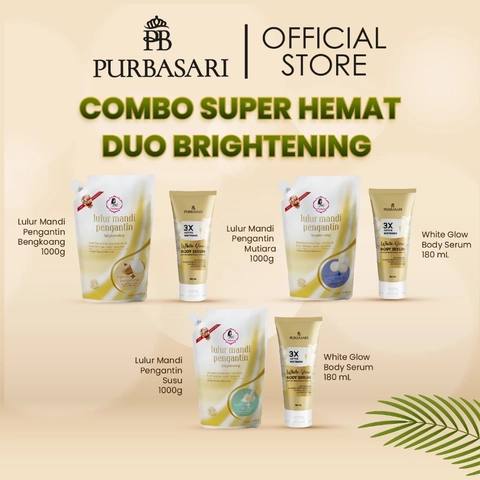 [Paket Glowing Tanpa Ribet] Purbasari - [ISI 2PCS] Lulur Pengantin 1kg & Body Serum White Glow 180ml