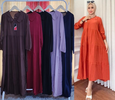 Amha Collection - GAMIS MIDI DRESS CRINKLE WANITA DEWASA