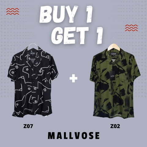 [Buy 1 Get 1] MALLVOSE - KEMEJA PRIA RAYON HAWAI BAJU PANTAI PREMIUM