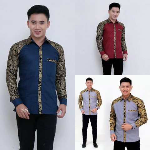 Batik Alfin - Baju koko pria dewasa kombinasi batik Lengan panjang terbaru