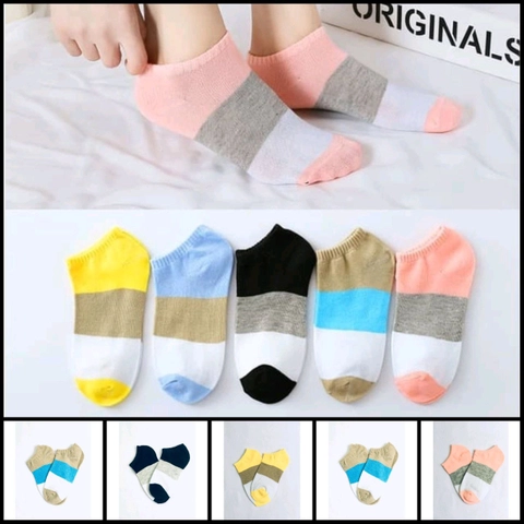 Beatdrop - Kaos Kaki Ankle Cute Wanita Motif Garis