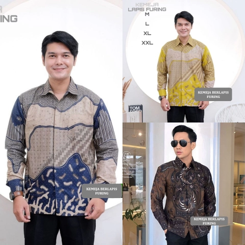 Batik Arya Kemeja Lengan Panjang Berlapis Furing Asahi Bahan Katun Ori
