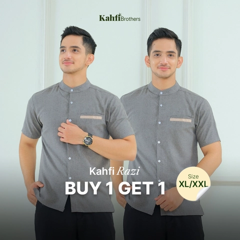 B1G1 - Koko Pria Katun Madinah - RAZI Dark Grey XL/XXL
