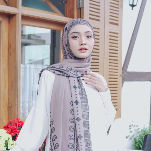 Sakura Baru X Willofi - Hijab Pashmina Inner Motif Laurel Material Babydoll Armani Sublim Premium