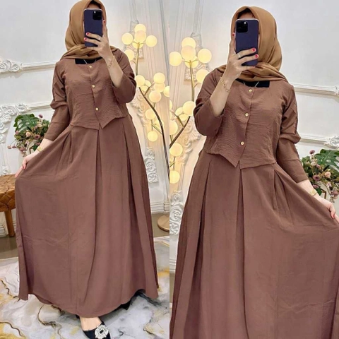 MEQA DAILY - MEQA DAILY - OneSet Overall Model 2in1 Crinkle Premium Terbaru Fashion Muslim Wanita