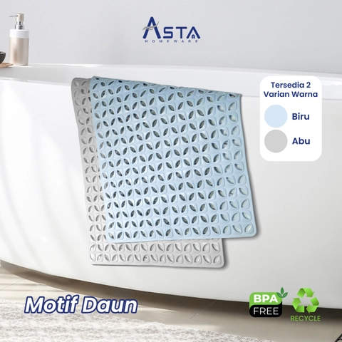 Asta Homeware Official - Asta Keset Kamar Mandi Anti Slip Bath Mat Motif Daun 70x38 cm Alas Kamar Mandi Anti Licin TPE Tebal
