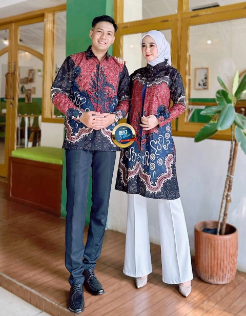 Ks muslim fashion - Batik couplen kemeja dan tunik motif anita tiga