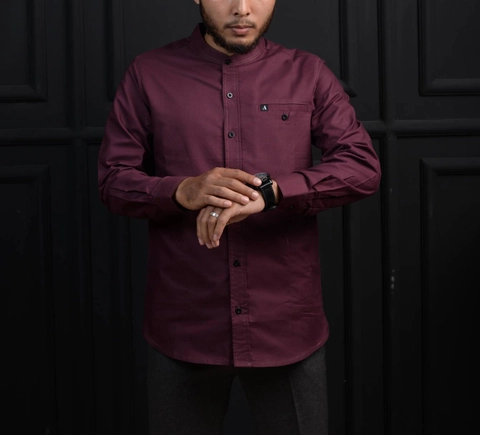 Al liwa official - KEMEJA KOKO KURTA POLOS LENGAN PANJANG WARNA MAROON