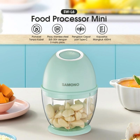 UTAMAMEGA - Samono Mini Chopper Portable Blender Penggiling Bumbu MPASI SW-L6 ( SWL6 )