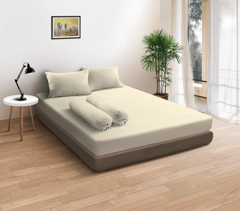 Kintakun Sprei Dluxe Polos Cream Tofu Cream