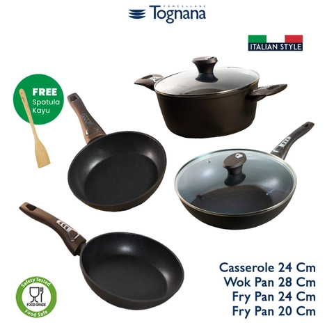 Asta Tognana Italy Bundle Hemat Frying Pan Casserole Wok Premium Cookware Set 4 pcs