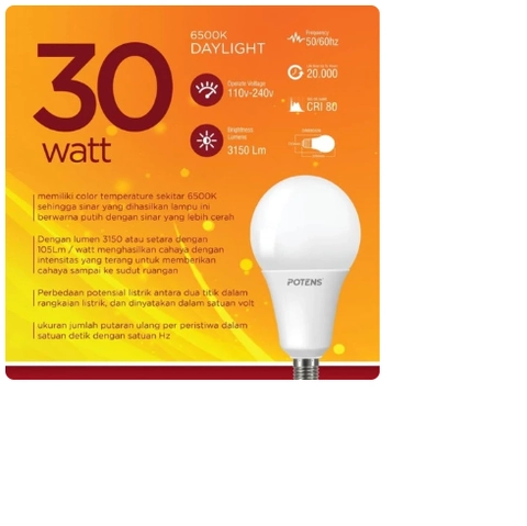 UTAMAMEGA - Lampu LED Bohlam Lampu Potens A Bulb Glory 30watt Putih