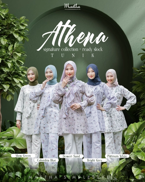 Tunik Wanita Muslim Motif Print Pattern Athena Series