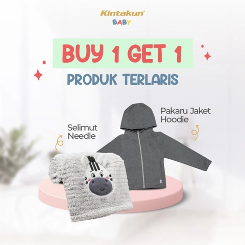 Kintakun Baby - [BUY 1 GET 1] Kombo Hemat Needle Blanket Selimut Bayi+Pakaru Jaket Hoodie Bayi Jaket