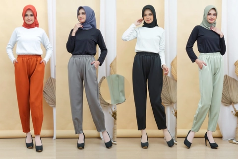 Syahrinda [TA] - Celana Tulip Aladin Scuba Pants Stretch Jumbo ALLSIZE STANDAR - BIGSIZE