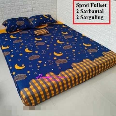 Aneka Collection - SPREI 180 LENGKAP 2SARBAN 2SARGUL UKURAN NO 1 KASUR KING - STARLUNA