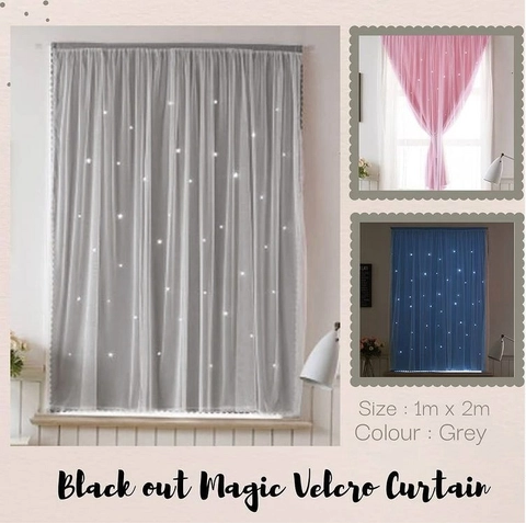 Lilopilo - Blackout Magic Velcro Curtain / Tirai Gorden Pintu Jendela Tanpa Bor