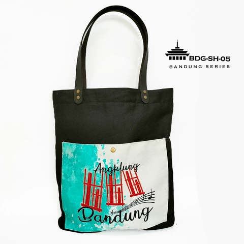 Dewani - Dewani Totebag Canvas Hitam BDG-H05 Tas Kanvas Seri Bandung