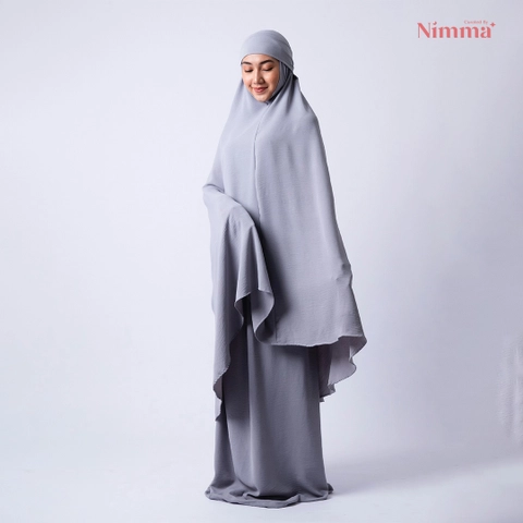 Syaila Grey - Mukena Airflow CEY Crinkle Tanpa Disetrika & Tidak Menerawang
