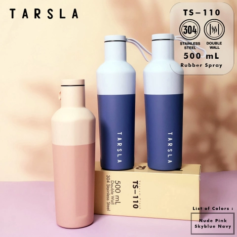 Tarsla Botol Minum Thermos TS-110 Tumbler 500 ML Rubber Stainless Steel Hot & Cold Anti Tumpah