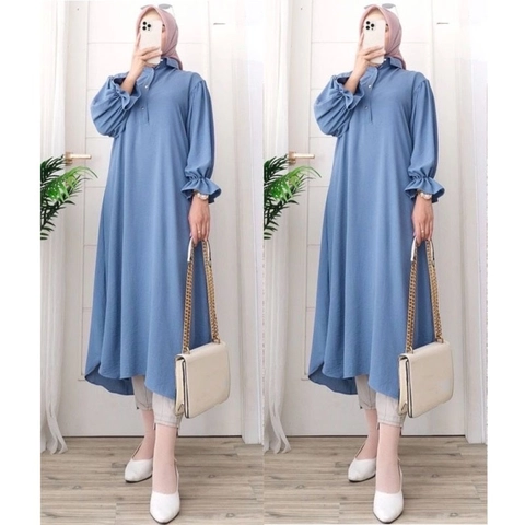 MEQA DAILY - MEGA DAILY - Azarin Long Tunik Wanita Bahan Crinkle