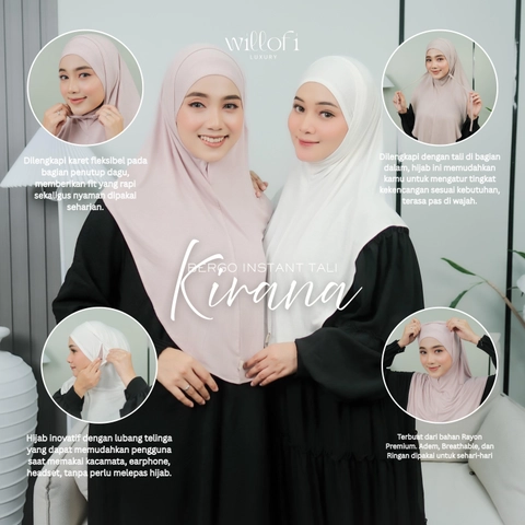 Sakura Baru - Sakura Baru X Willofi - Hijab Bergo Instan Tali Kirana Rayon Anti UV & Anti Bakteri Kerudung Wanita