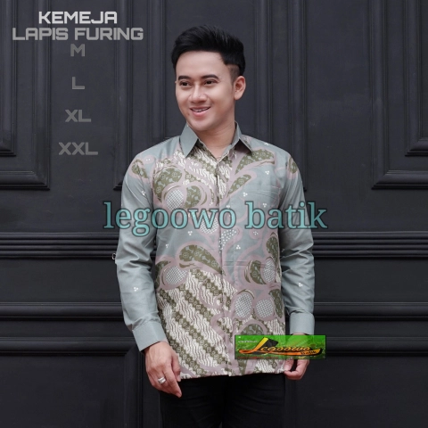 legowo batik - Kemeja batik lapis furing warna sage