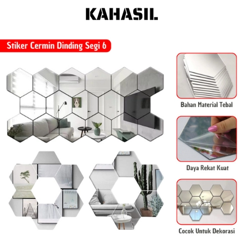 KAHASIL - tiker Sticker Cermin Rias Dinding Wallpaper Tempel Anti Pecah Kaca Miror Dekorasi