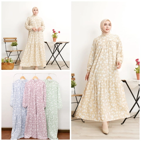 Giat Makmur [TA] - Gamis Premium Corak Bunga Cantik
