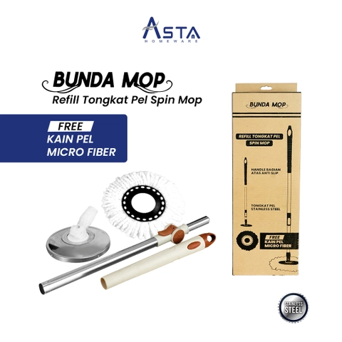 Asta Homeware Official - Tongkat Pel Spin Mop / Gagang Pel Spin Mop + Kain Pel Bunda Mop