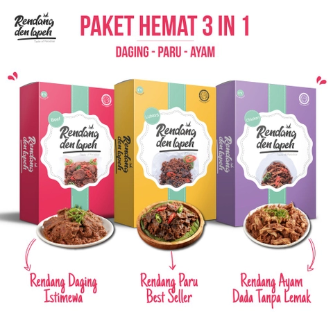 Rendang Den Lapeh - Rendang Den Lapeh Paket Hemat (Daging Paru Ayam) Rendang Padang Asli Murah