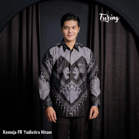 Juragan Kurta - Batik Pria Berlapis Furing Modern Motif Yudistira hitam