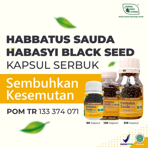 Herbal Indo Utama - HABBATUS SAUDA Jaga Kesehatan & Imunitas Kapsul Serbuk isi 60 - 120 - 210 Kapsul