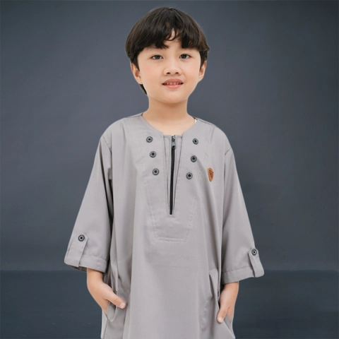 Kawan Muslim - Gamis Anak Laki Laki Jubah Anak Laki Laki Terlaris Usia 1 Sampai 14 Tahun Warna Abu A