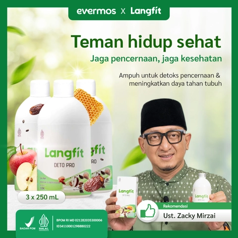 Langfit - Bundling 3pcs Deto Pro Cuka Apel + Madu Stevia Probiotik Chia Seed