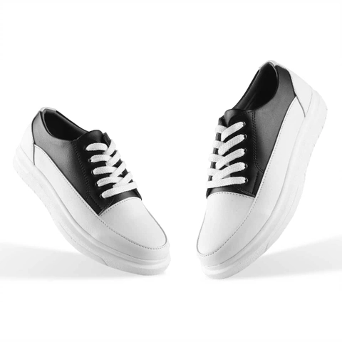 AYESHA ALZ 9104 Black White Sepatu Sneakers Wanita Korea Kekinian