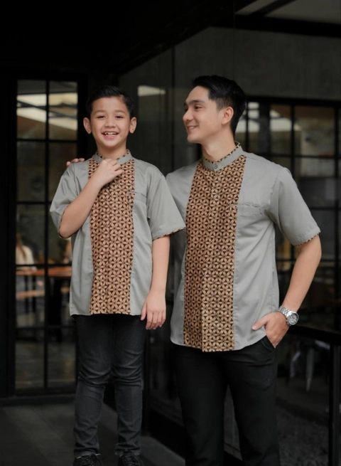 Kois Batik - COUPLEN BAJU KOKO AYAH DAN ANAK ARJUNA NEW TERBARU WARNA HIJAU SAGE